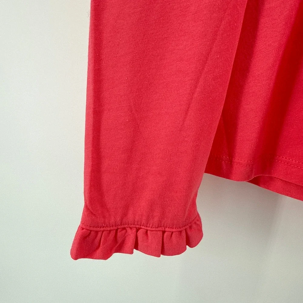 NWT Boden Supersoft‎ Frill Detail Top Coral Ruffle Puff Long Sleeve Top SZ 16/18